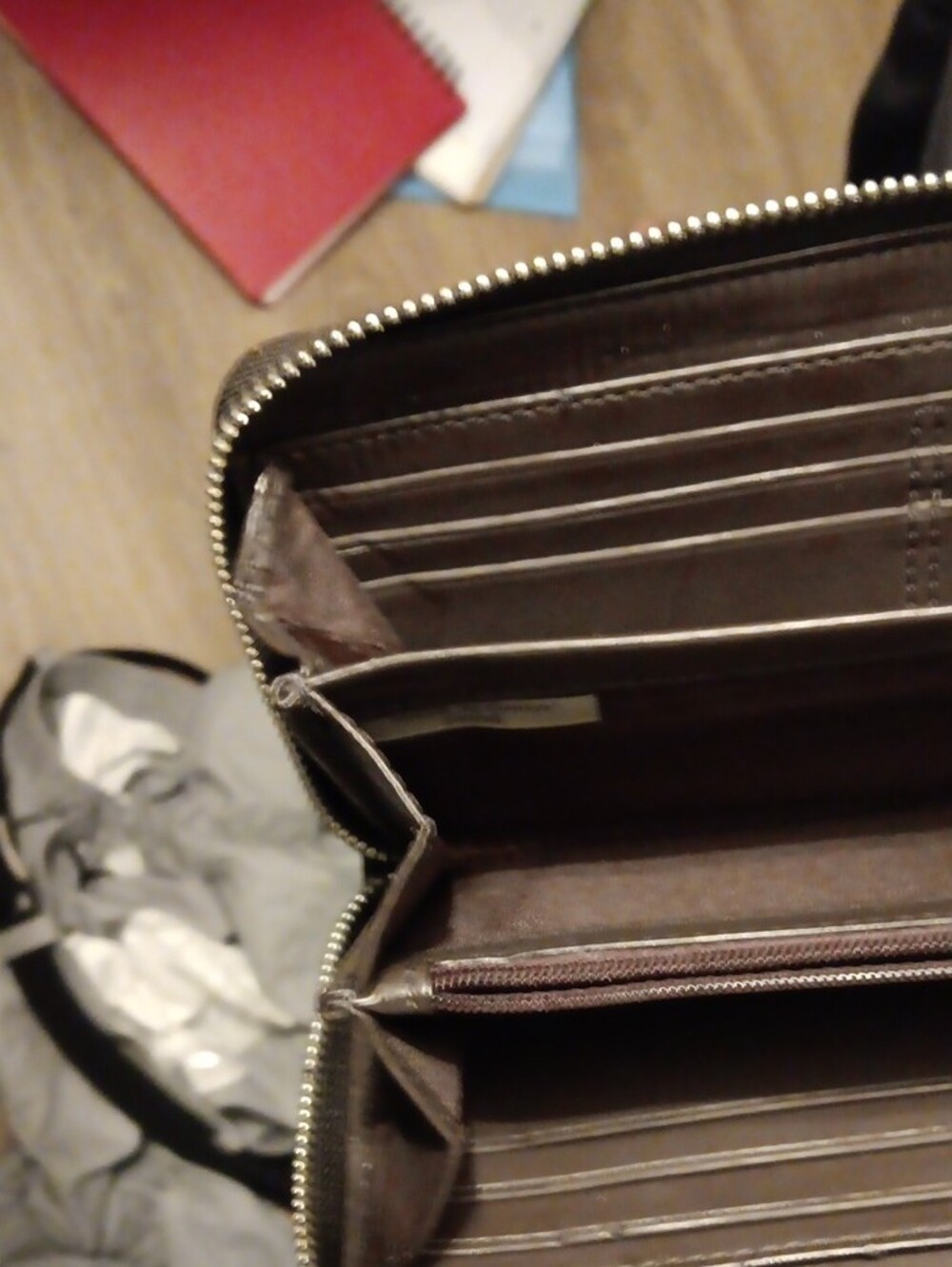 Coach Signature Canvas Zip-Around Wallet in Tan and Brown - Picture 6 of 7